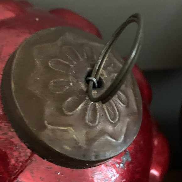 2 Vintage Red Mercury Heavy Glass Kugel Style Christmas‎ Ornaments 5" Large - Picture 3 of 6